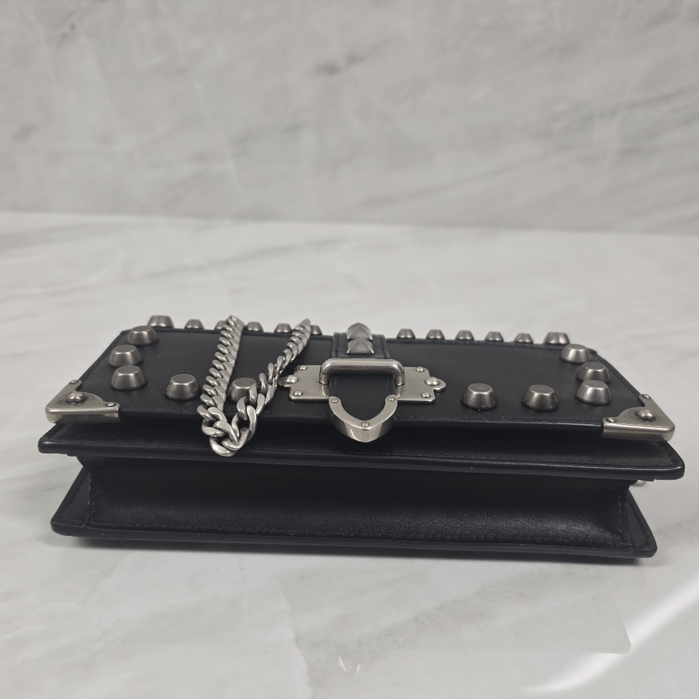 Prada Black Leather Studded Crossbody Bag with Silver Hardware - Picture 6 of 13